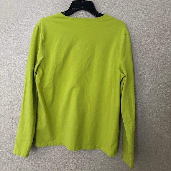 Women’s Kim Roger’s Long Sleeve Lime Green Top with Heart, Size XL - Picture 3 of 3